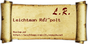 Leichtman Rápolt névjegykártya